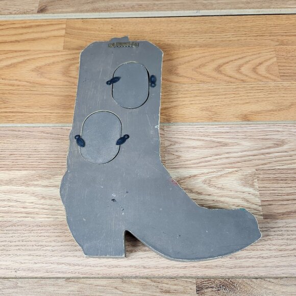 Vintage Western Boot Shaped Picture Frame Green & Yellow - Picture 2 of 5